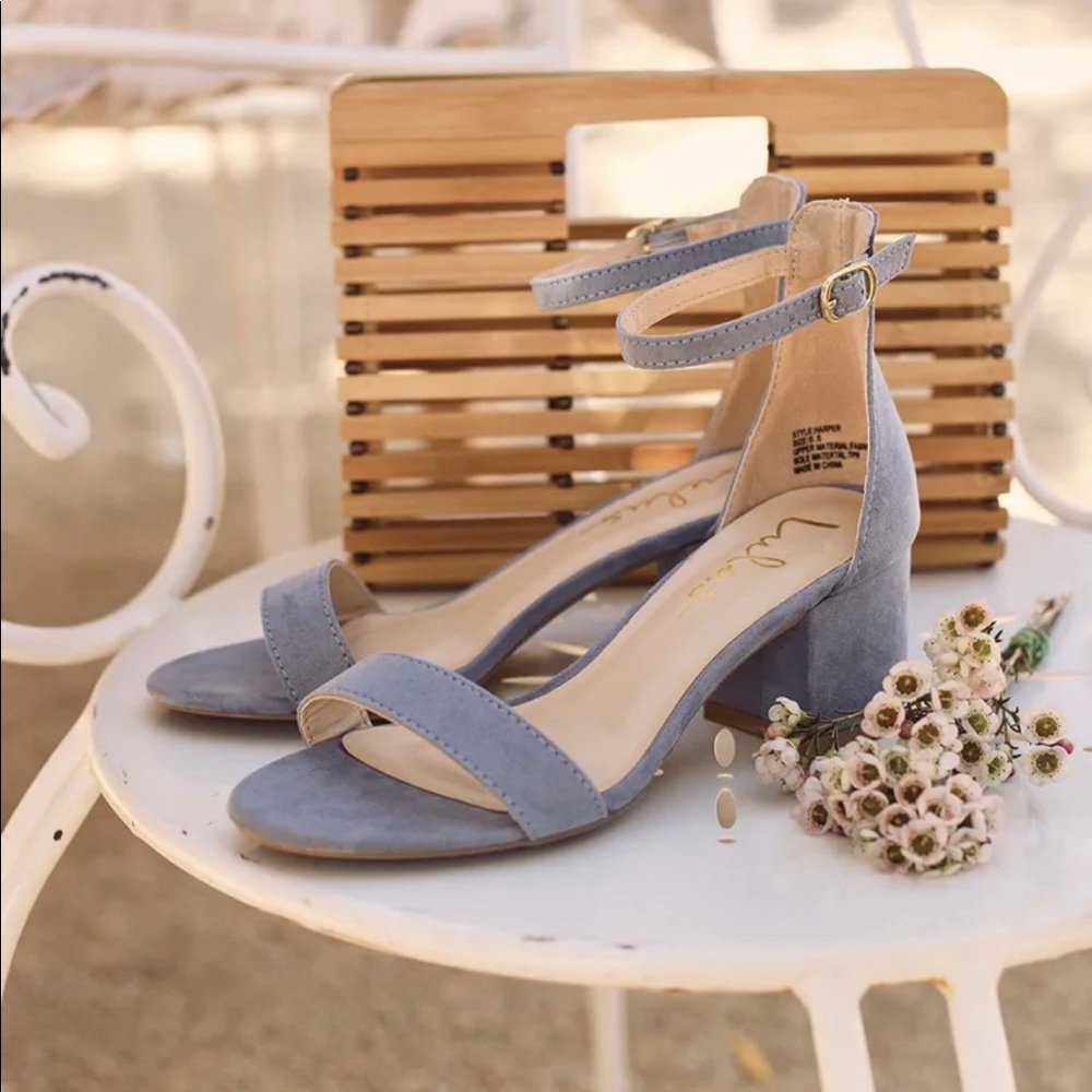 Harper blue suede ankle strap heels lulus